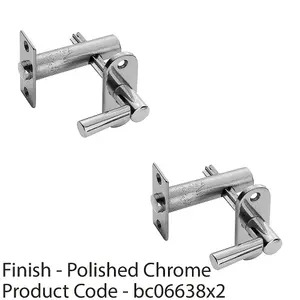 2 PACK - 1 Sided Door Security Bolt Lock & Lever Turn - Polished Chrome Rounded Plate