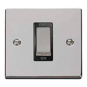 Polished Chrome 1 Gang Ingot Size 45A Switch - Black Trim - SE Home