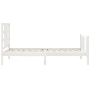 Berkfield Bed Frame with Headboard White 90x200 cm Solid Wood