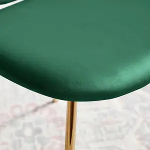 Furniturebox UK Dining Chair - 2x Ivy Green Velvet Upholstered Dining Chair Gold  Legs - Modern Meets Vintage - Round Seat Back