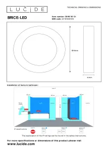 Lucide Brice-Led Modern Flush Ceiling Light Bathroom 30cm - LED Dim. - 1x30W 3000K - IP44 - White