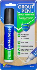 Large Grout Pen - Designed for restoring tile grout in bathrooms & kitchens (Black)