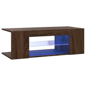 Berkfield TV Cabinet with LED Lights Brown Oak 90x39x30 cm