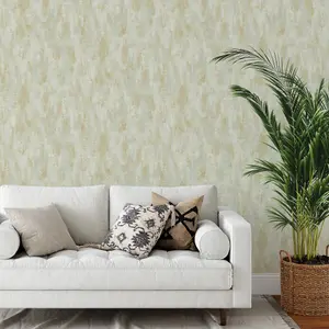 Grandeco Venetian Textured Distressed Concrete Stone Wallpaper, Green