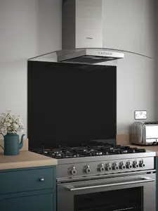 Black Gloss 6mm Glass Self-Adhesive Kitchen Splashback 900mm x 750mm Easy To Apply