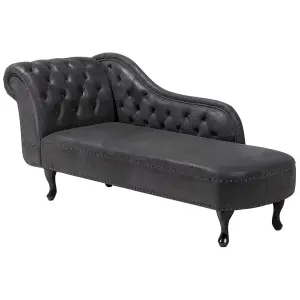 Left Hand Chaise Lounge Faux Suede Grey NIMES