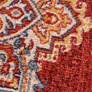 Red Traditional Bordered Floral Persian Rug for Dining Room-80cm X 150cm