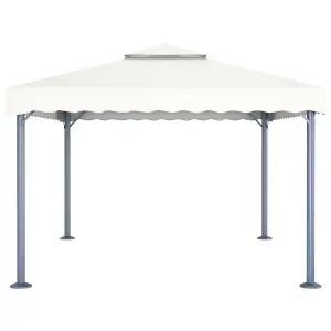 Berkfield Gazebo with LED String Lights 400x300 cm Cream Aluminium