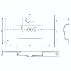 Eden 900mm Wall Hung Vanity Unit in Gloss White & White Glass Basin