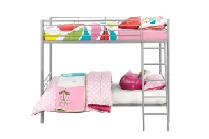 Bunk Bed Convertible Metal Silvergrey, Single