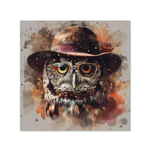 Owl With Hat And Glasses Kitchen Splashback