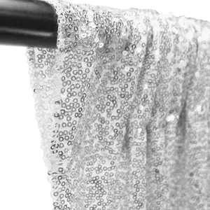 4ft x 7ft Sequin Backdrop Photography Background Shiny Fabric Glitter Curtain Backdrop, Silver