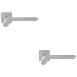 2 PACK - Premium Modern Slim Door Handle Set - Satin Chrome Angled Lever on Square Rose