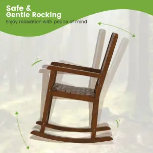 Costway Wood Rocking Chair Indoor & Outdoor Home Patio Ergonomic Rocker w/ Curved Seat