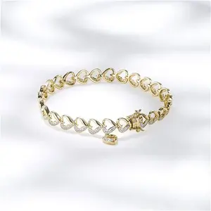 Diamond 18K Gold Vermeil Heart Bracelet