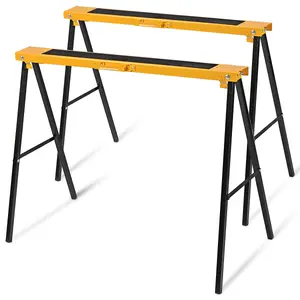 Costway Twin Pack Folding Saw Horse Heavy Duty Sawhorses Compact Power Tools Workhorse