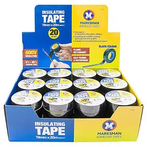 Pack Of 4 Black Insulation Tapes - 20M Per Roll, Designed For Heavy Duty Work