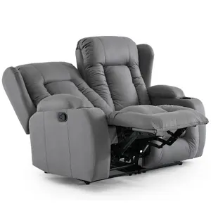 Caesar 2 Seater Grey Technology Fabric Modern Manual Recliner Sofa