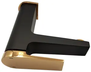 Invena Black/Rose Gold Brass Bathroom Basin Faucet Mixer Tap + Click-Clack Plug