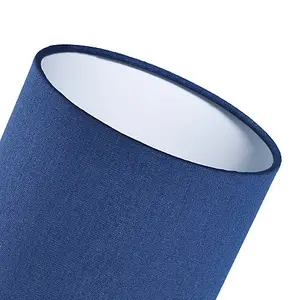 Contemporary and Elegant Midnight Blue Linen Fabric 18cm Cylinder Lamp Shade