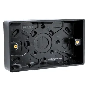 SHPELEC 2 Gang 13A Screwless Matt Black Switched Socket with Dual 15W USB Fast Charging Ports (Type A & C) and 32mm Box