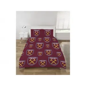 West Ham United FC Reversible Duvet Cover Set Claret Red/Sky Blue (Single)