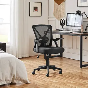 Yaheetech Mesh Office Chair with Flip-up Armrests - Black