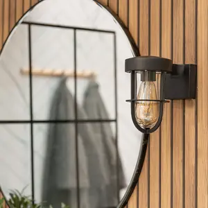 ValueLights Fanar Industrial Black Bathroom Wall Light