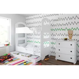 Spady Standard Bunk Bed and Mattress White / 80 x 180 cm / With Drawer