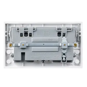 BG White Double 13A Raised square Switched Screwed Socket with USB, x2 & White inserts