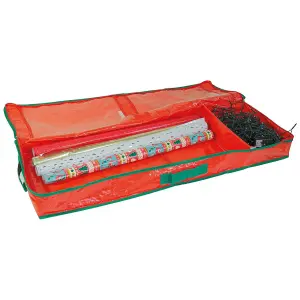 Seasonal Decorations Storage Bag with Zip, Carry Handles, 2 Internal Compartments & 2 Velcro Pouches - H10 x W100 x D30cm