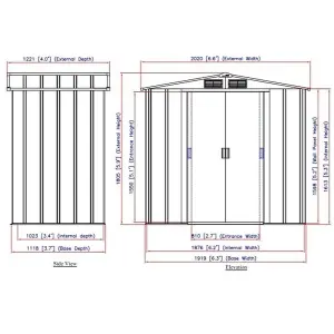 6 x 4 Apex Metal Garden Shed - Anthracite Grey (6ft x 4ft / 6' x 4' / 2.0m x 1.2m)