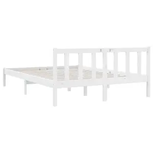 Berkfield Bed Frame White Solid Pinewood 140x200 cm