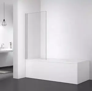 Clear Bath Shower Screen Folding Glass Panel 800mm by 1400mm with Chrome Profile