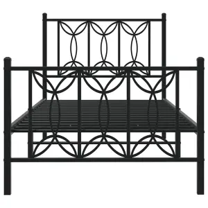 Berkfield Metal Bed Frame without Mattress with Footboard Black 90x190cm