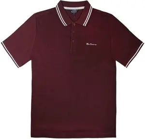 Ben Sherman Short Sleeve Collared Burgundy Polo Shirt 0065224 Wine Cotton - Polo Shirts Size Small