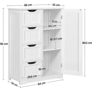 Yaheetech Free-Standing Bathroom Storage Cabinet with Drawers and Shelves - White