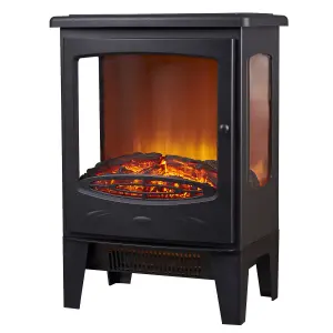 Focal Point Malmo 1.8kW Matt Black Cast iron effect Electric Stove (H)548mm (W)390mm