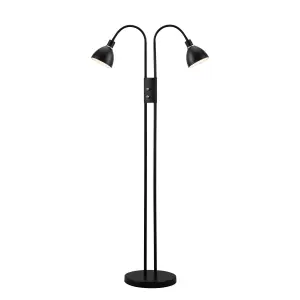 Nordlux Ray 2-Spot Indoor Living Dining Bedroom Floor Lamp In Black (Height) 162cm