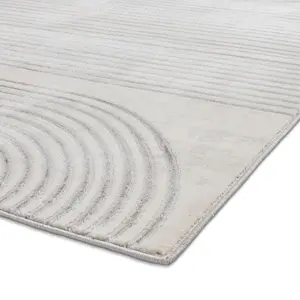 Grey Ivory Abstract Striped Modern Easy to clean Rug for Dining Room-160cm X 220cm