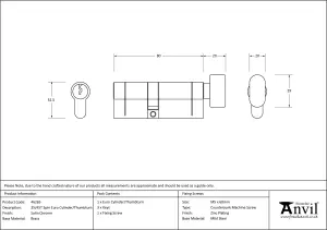 Eurospec Satin Chrome Euro Cylinder & Turn 35/45Mm - Ka (CYB7433545SC)