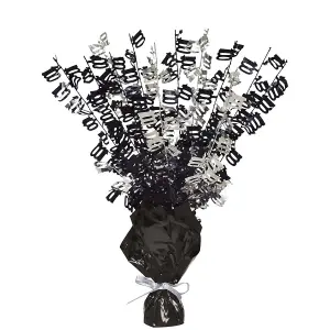 Unique Party Glitz 60th Birthday Balloon Weight Centrepiece Black/Silver (One Size)