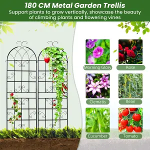 COSTWAY 4 Pack Metal Garden Fence Decorative Outdoor Trellis 180 cm x 50 cm