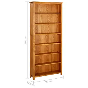 Berkfield 7-Tier Bookcase 90x22.5x200 cm Solid Oak Wood