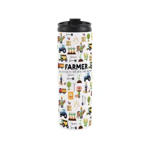 Farmer Travel Mug - Novelty Trades Gift Stainless Steel Vacuum-Sealed Double-Walled Hot/Cold Drinks Travel Flask