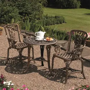 Garden Gear 3Pc Rose Bistro Furniture Set Bronze | Robert Dyas