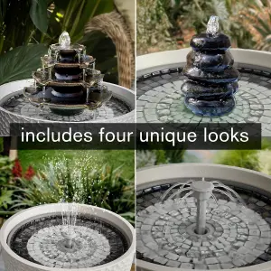 White Pirene Water Feature Fountain with Bronze Tiered Cascade & Mindfulness Pebbles