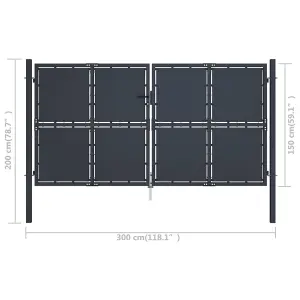 Berkfield Garden Gate Steel 300x150 cm Anthracite