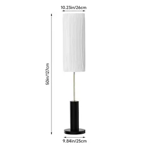 127CM Height E27 1-Light Fabric Lampshade Floor Lamp with Foot Switch and Black Base