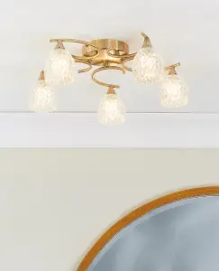 Anson Lighting Georgia 5lt Ceiling Light in  Antique brass plate & clear glass